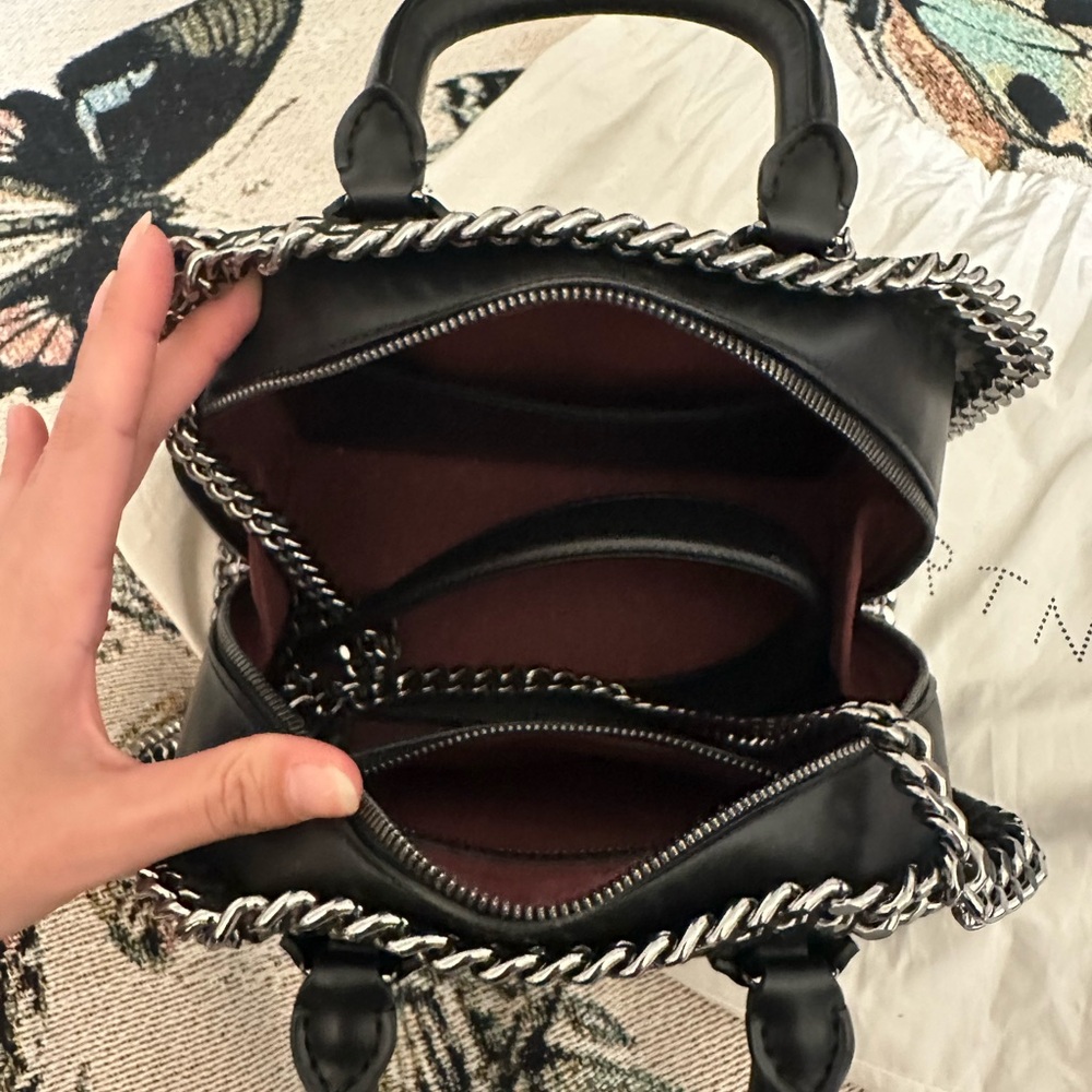 Stella McCartney Black Satchel with Silver Chain Trim - Picture 3 of 7